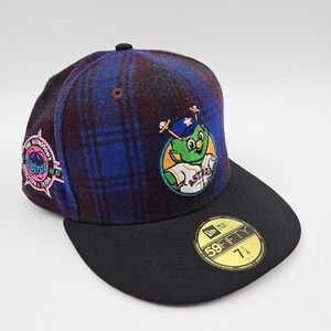 Houston Astros MLB Plaid New Era 59Fifty Size 7 1/8 Mascot Fitted Hat‎ Patch NEW